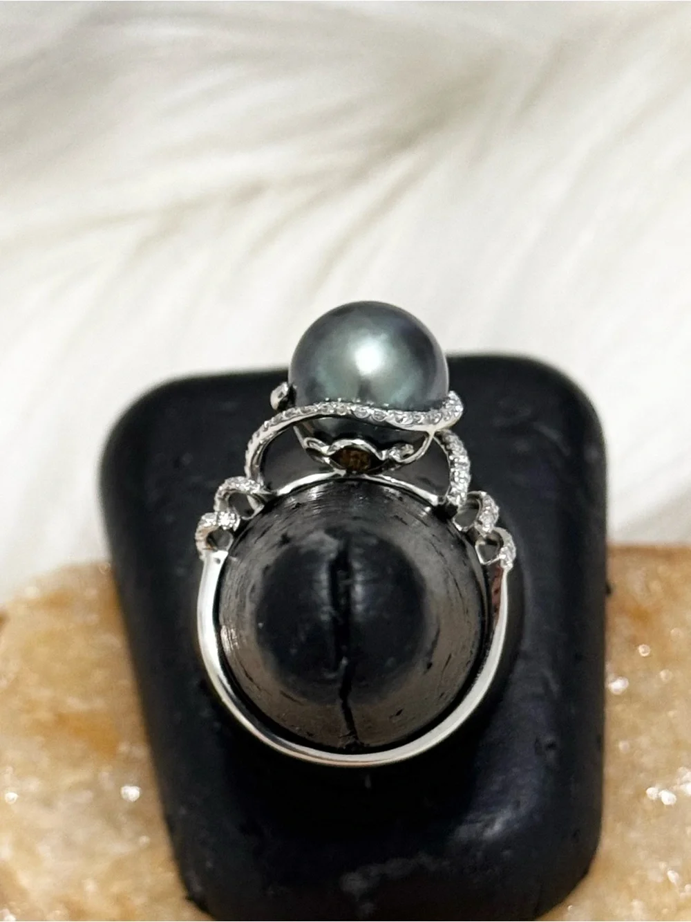 EFFY 14K White Gold Tahitian Pearl Diamond Ring